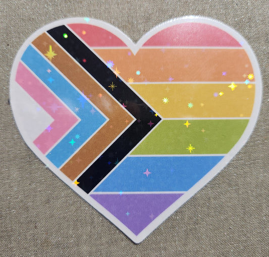 Progressive Pride Flag Heart Sticker