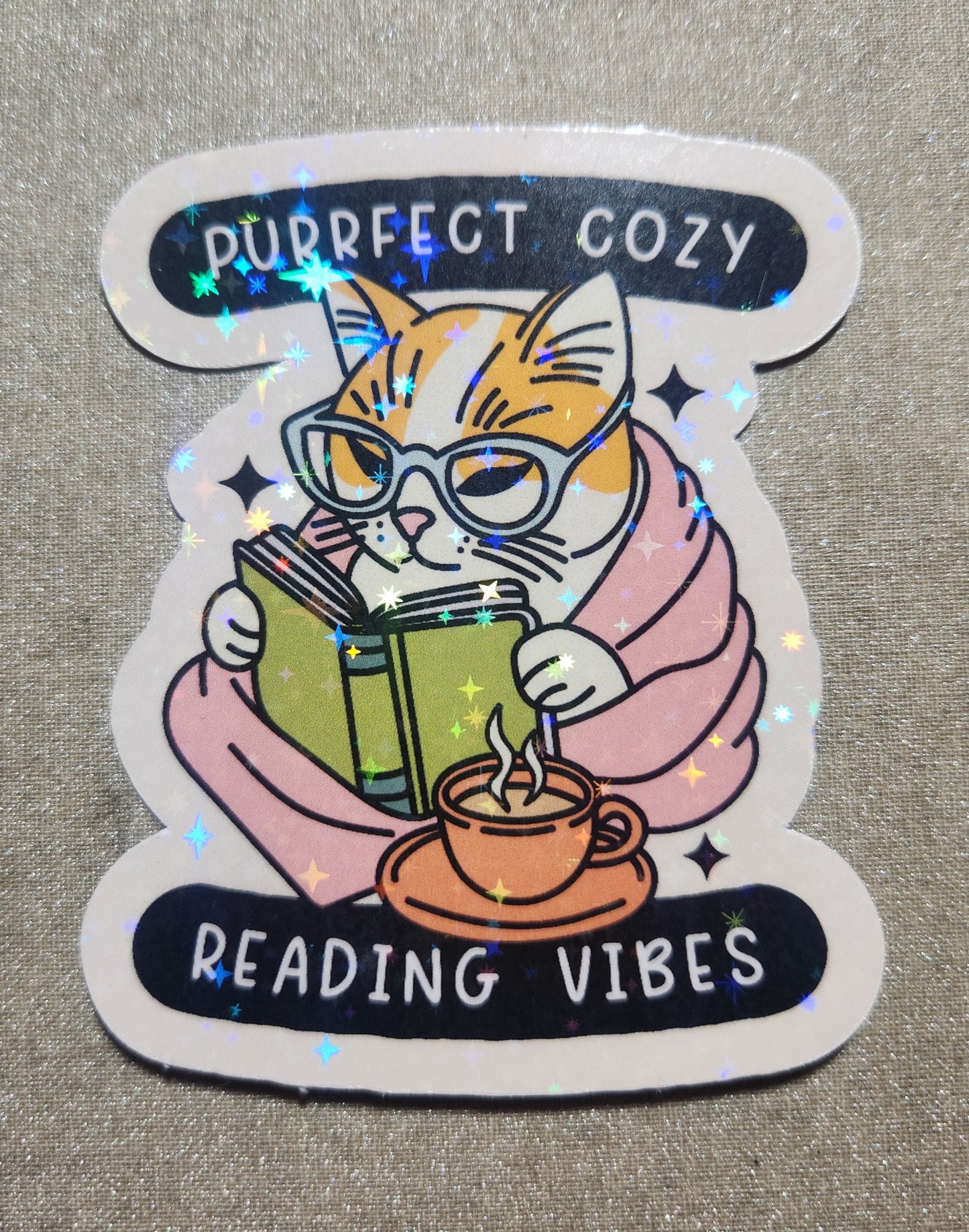 Purrfect Cozy Reading Vibes Sticker