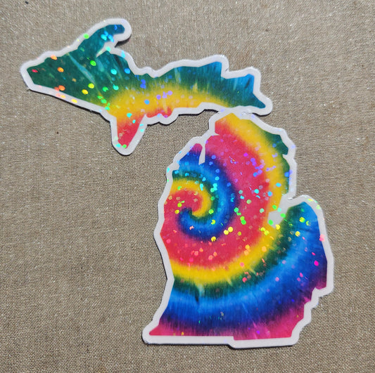 Rainbow Tie Dye Michigan Sticker