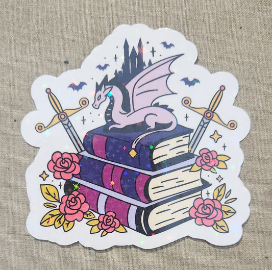 Romantasy Book Pile Sticker
