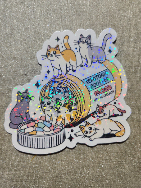 Serotonin Booster Kitties Sticker