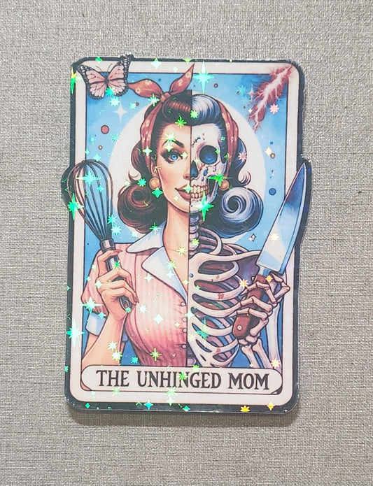 The Unhinged Mom Tarot Card Sticker