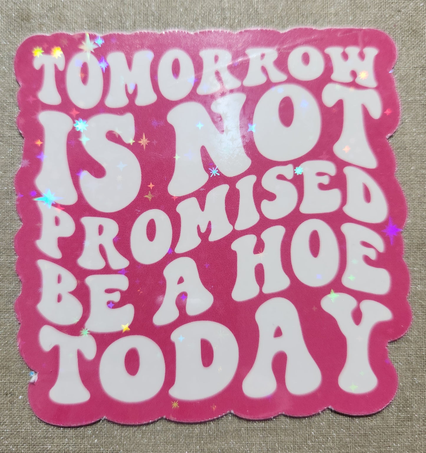 Tomorrow Is Not Promised, Be A Hoe Today Sticker