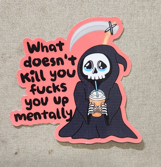 What Doesn't Kill You Fucks You Up Mentally Sticker