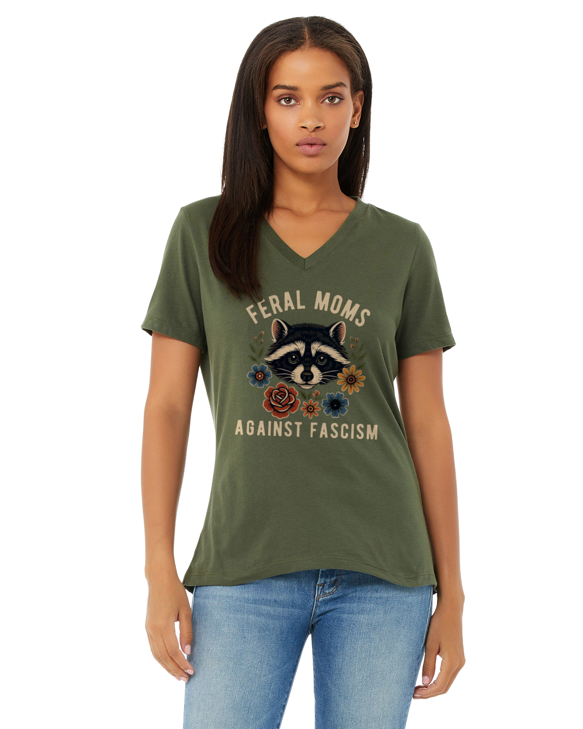 Feral Moms Against Fascism T-Shirt (earth tone)