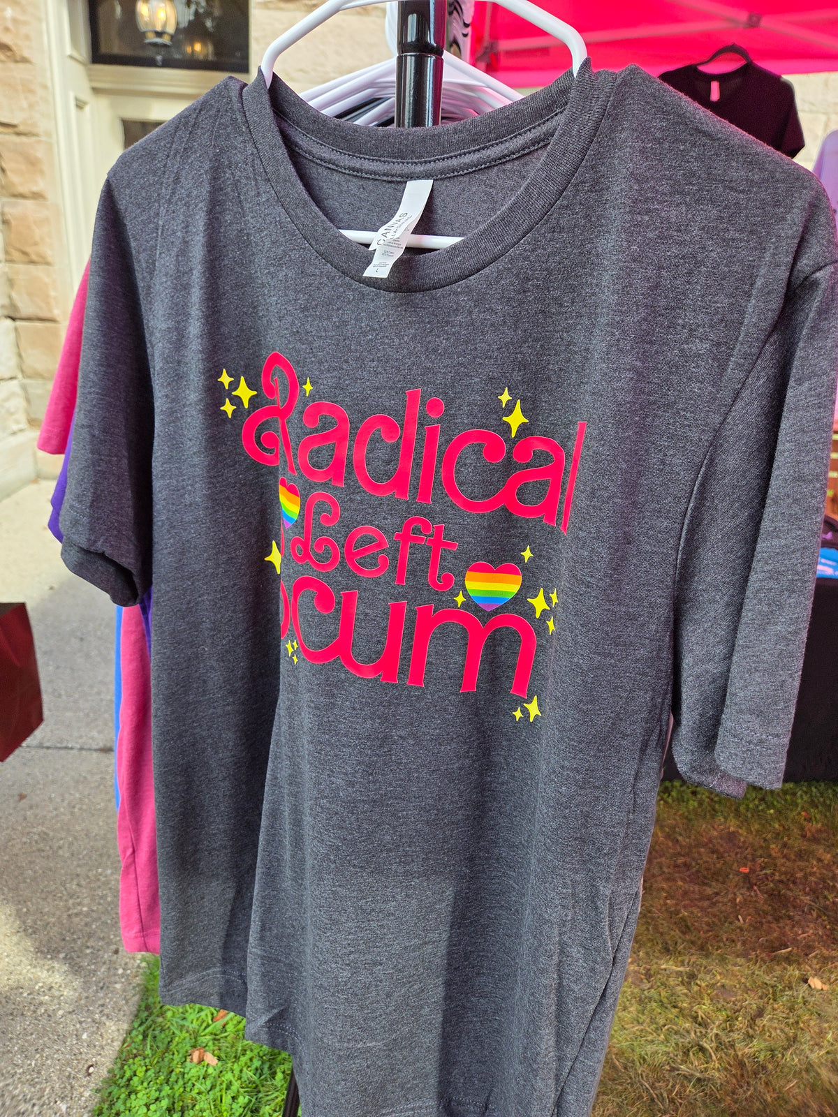 Radical Left Scum T-Shirt Size L Heather Dark Grey