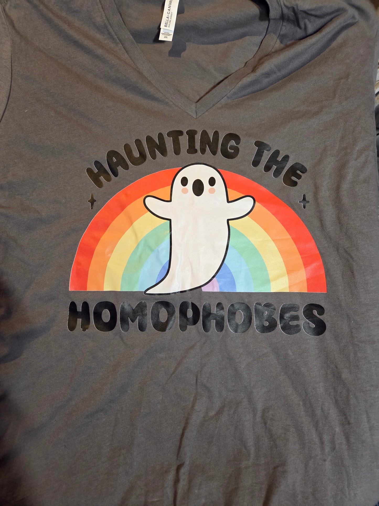 Haunting the Homophobes Vneck Size 2X