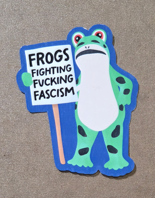 Frogs Fighting Fucking Fascism Sticker