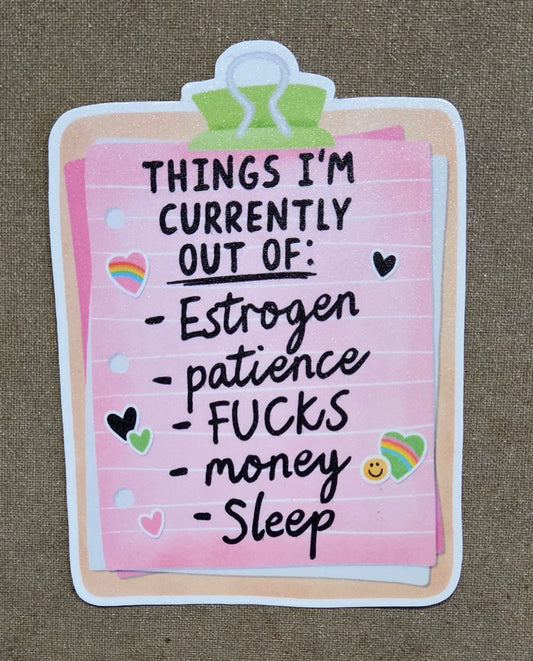 Things I'm Currently Out of Sticker