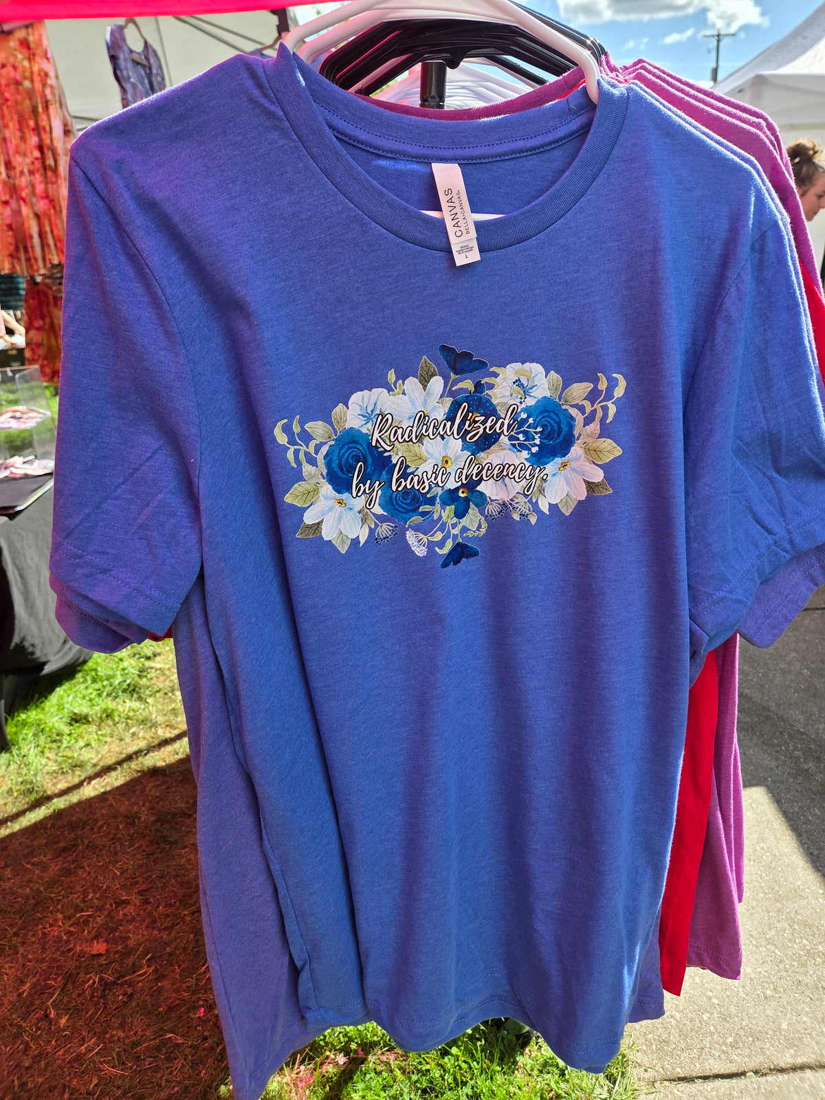 Radicalized by Basic Decency T-Shirt Heather Royal Blue Size L