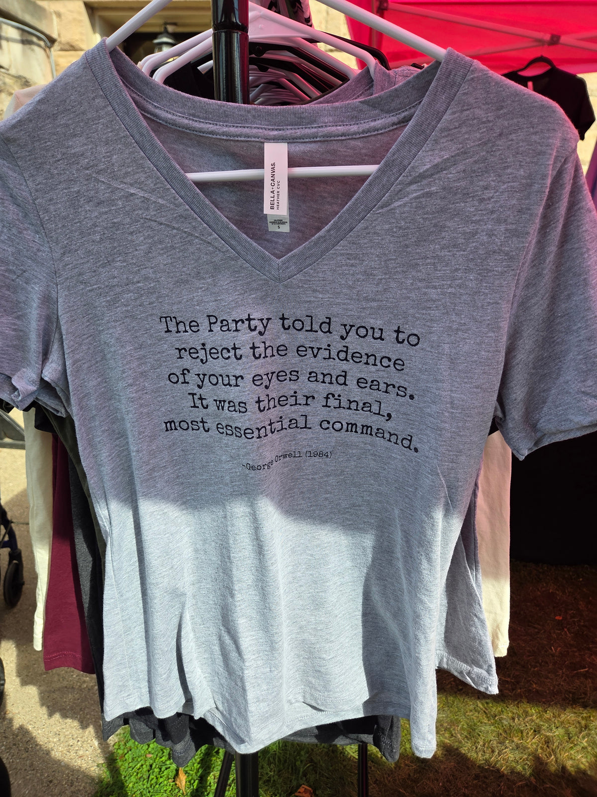 1984 Quote Shirt Size S Heather Athletic Grey V-neck