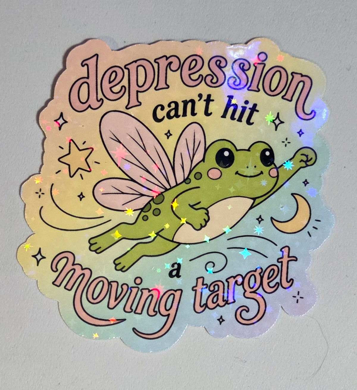 Depression Can't Hit a Moving Target Sticker