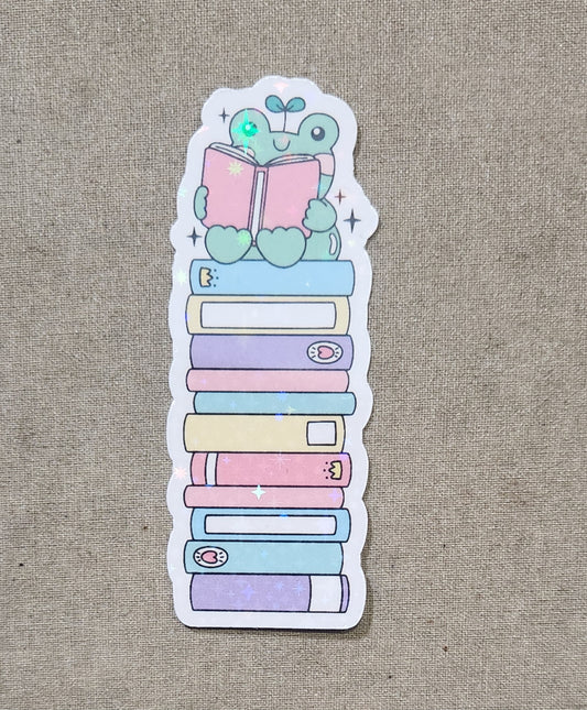Frog on a Stack of Books Sticker
