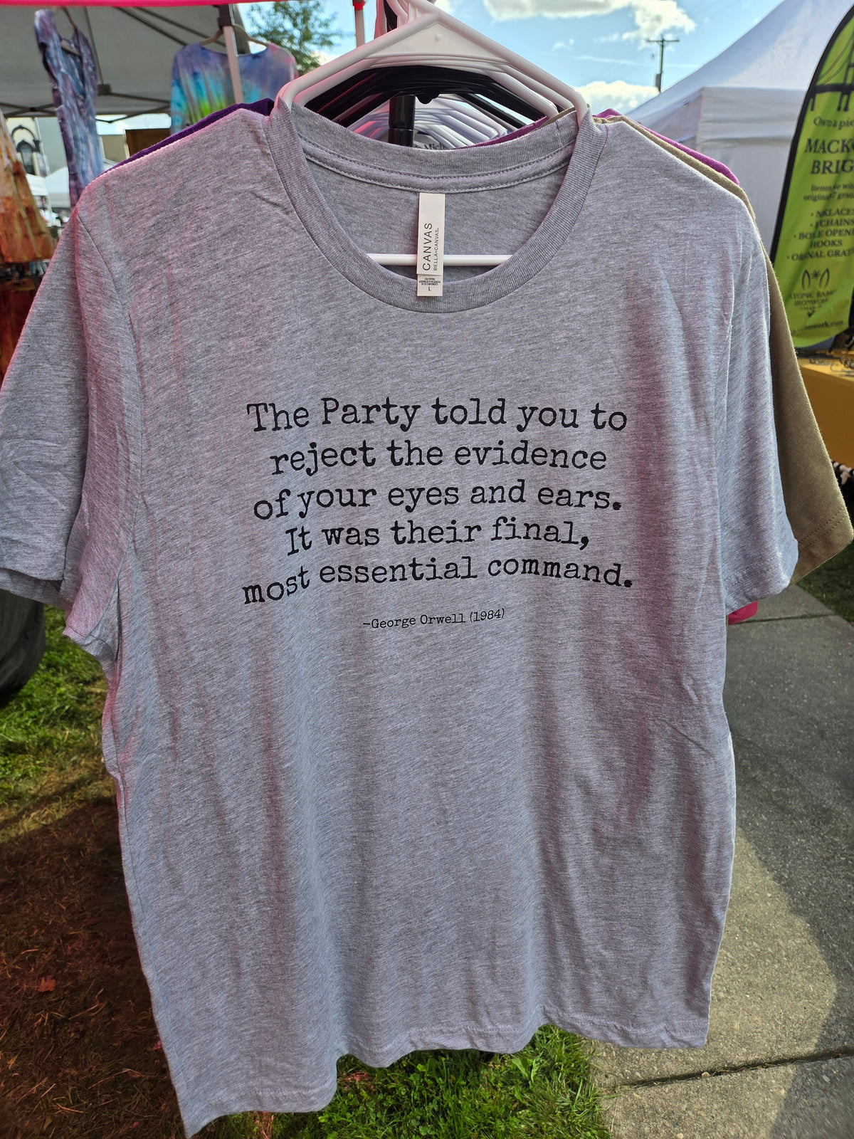 1984 Quote Shirt Size L Heather Grey