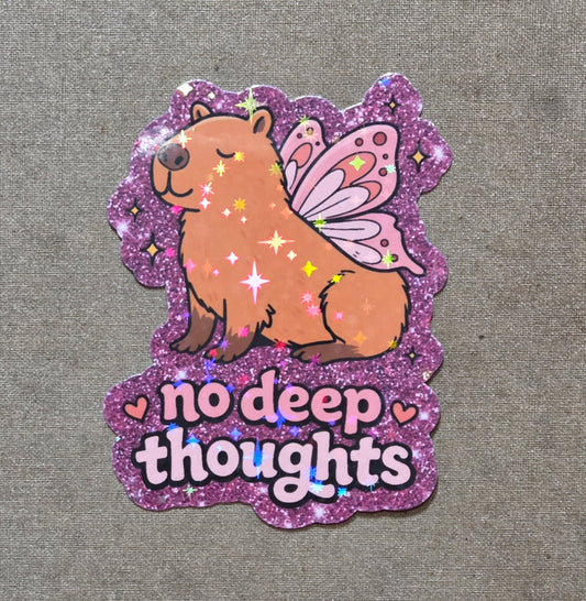No Deep Thoughts Capybara Sticker